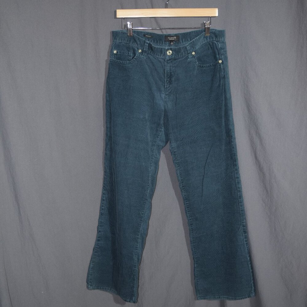 Talbots Signature Boot Corduroy Pants Women's Size 12 Teal Blue Green
